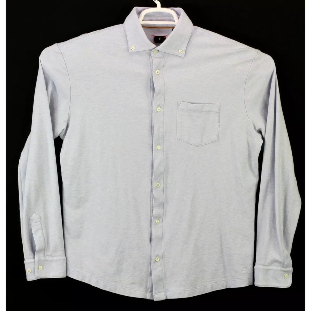 Left Coast Tee Men's XL Light Blue‎ Button Up Long Sleeve Shirt  euc